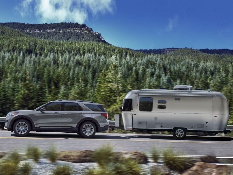 2025 Ford Explorer towing an airstream