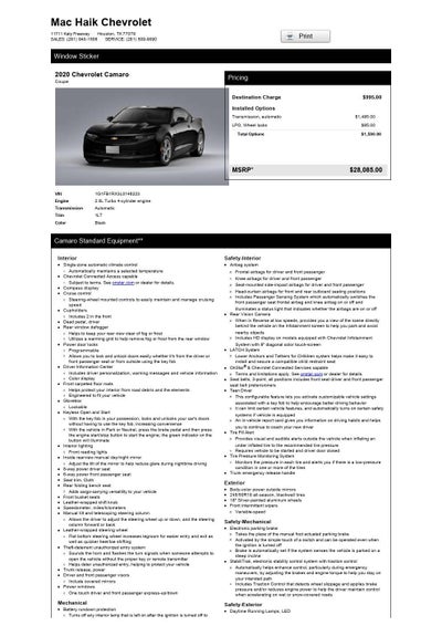 2020 Chevrolet Camaro 1LT