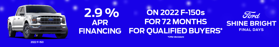 2.9% APR for 2022 Ford F-150s at Stanley Ford McGregor